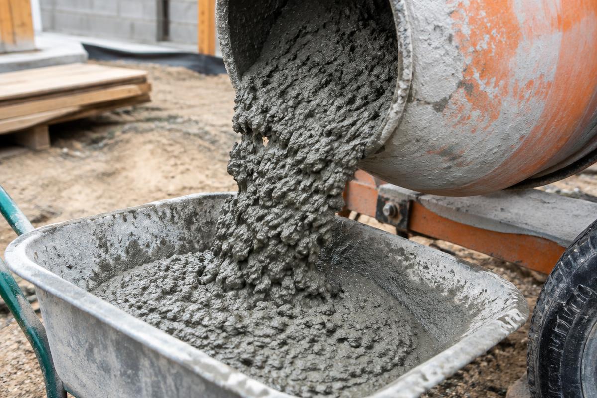 Concreto saindo da betoneira